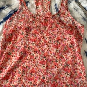Aerie Sheer Pink Floral Tank Top